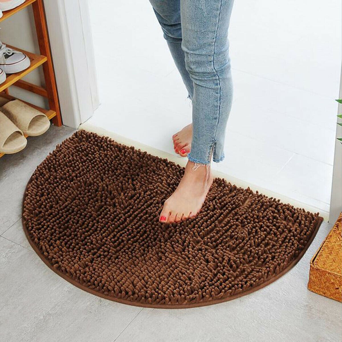 Half Moon Round Semi Circle Machine Washable Rubber Back Mat Bathroom Rug