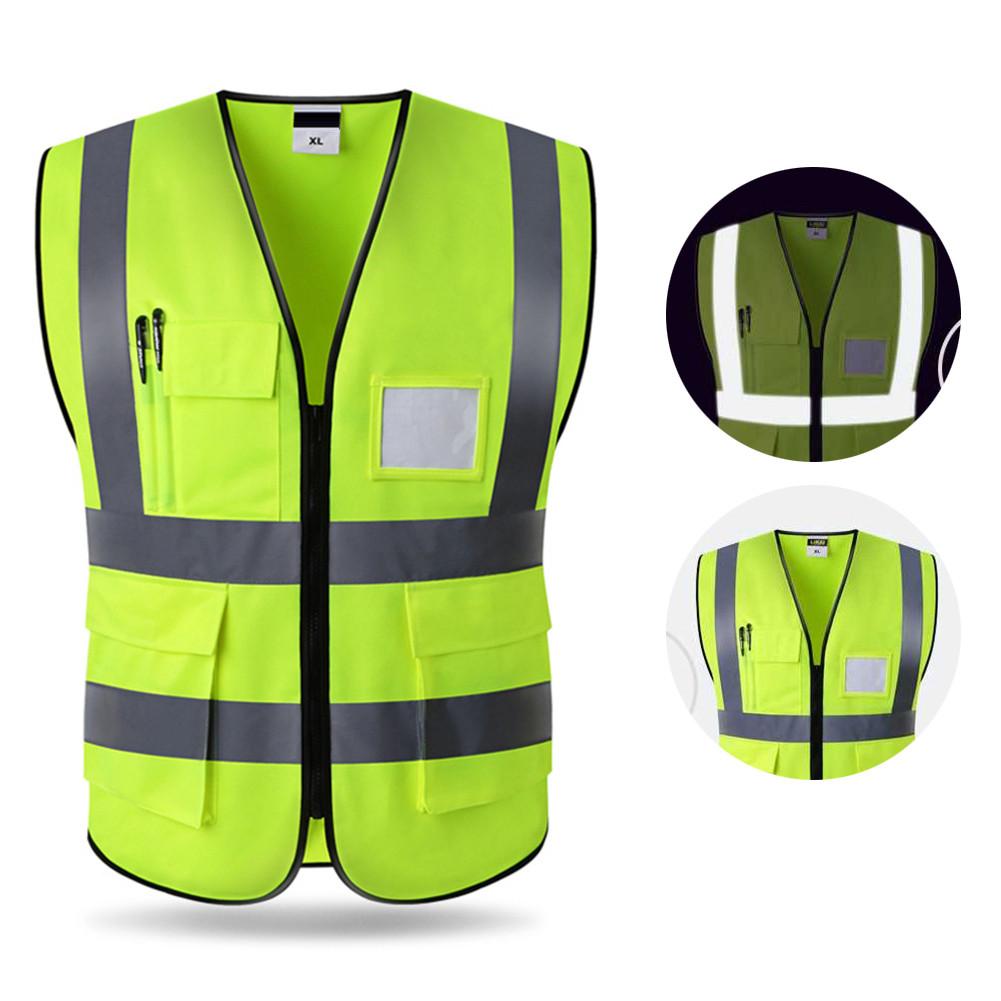 Reflecterende Fluorescerende Vest Meerdere Zakken Veiligheid Beschermende Kleding Vest voor Outdoor Night Rijden