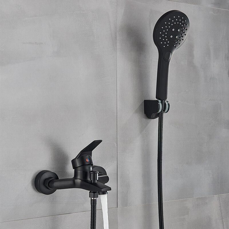 Quyanre Matte Black Bathroom Shower Faucet Bathtub Cold Water Mixer Tap Black Chrome Bathroom Shower Faucet Mixer Taps