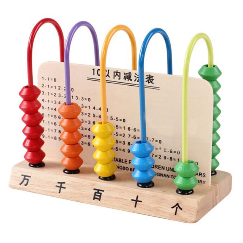 Multicolor Houten Vijf Rijen Computing Rack Abacus Math Speelgoed Houten Leren Onderwijs Speelgoed Voor Kinderen Wiskundige Speelgoed