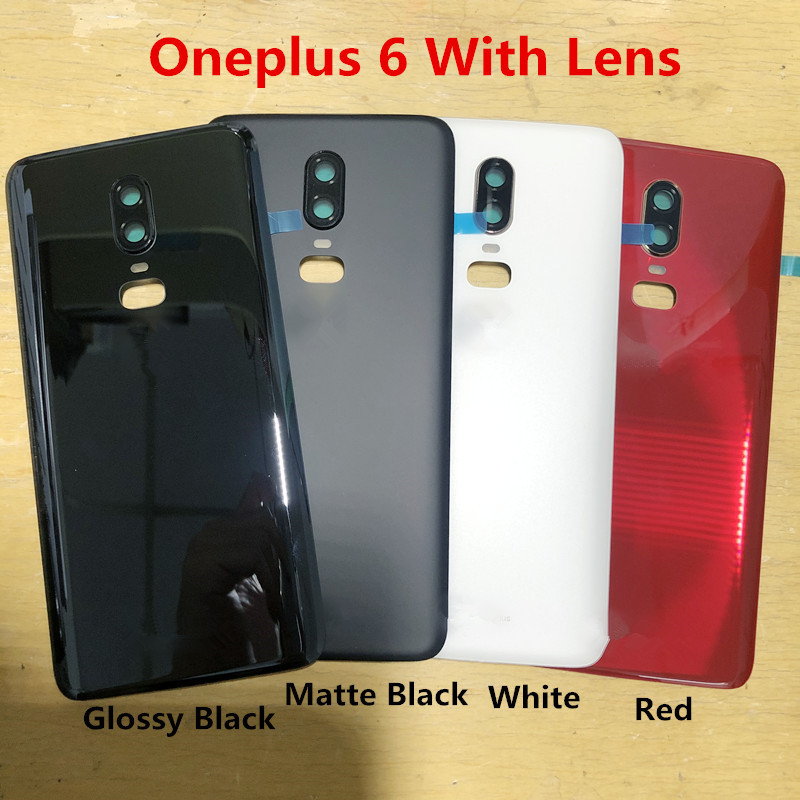 Oneplus6-Boîtier de remplacement pour Oneplus 6 One Plus, 6.28 pouces, couvercle arrière de batterie en verre, réparation, coque arrière de téléphone + objectif de caméra