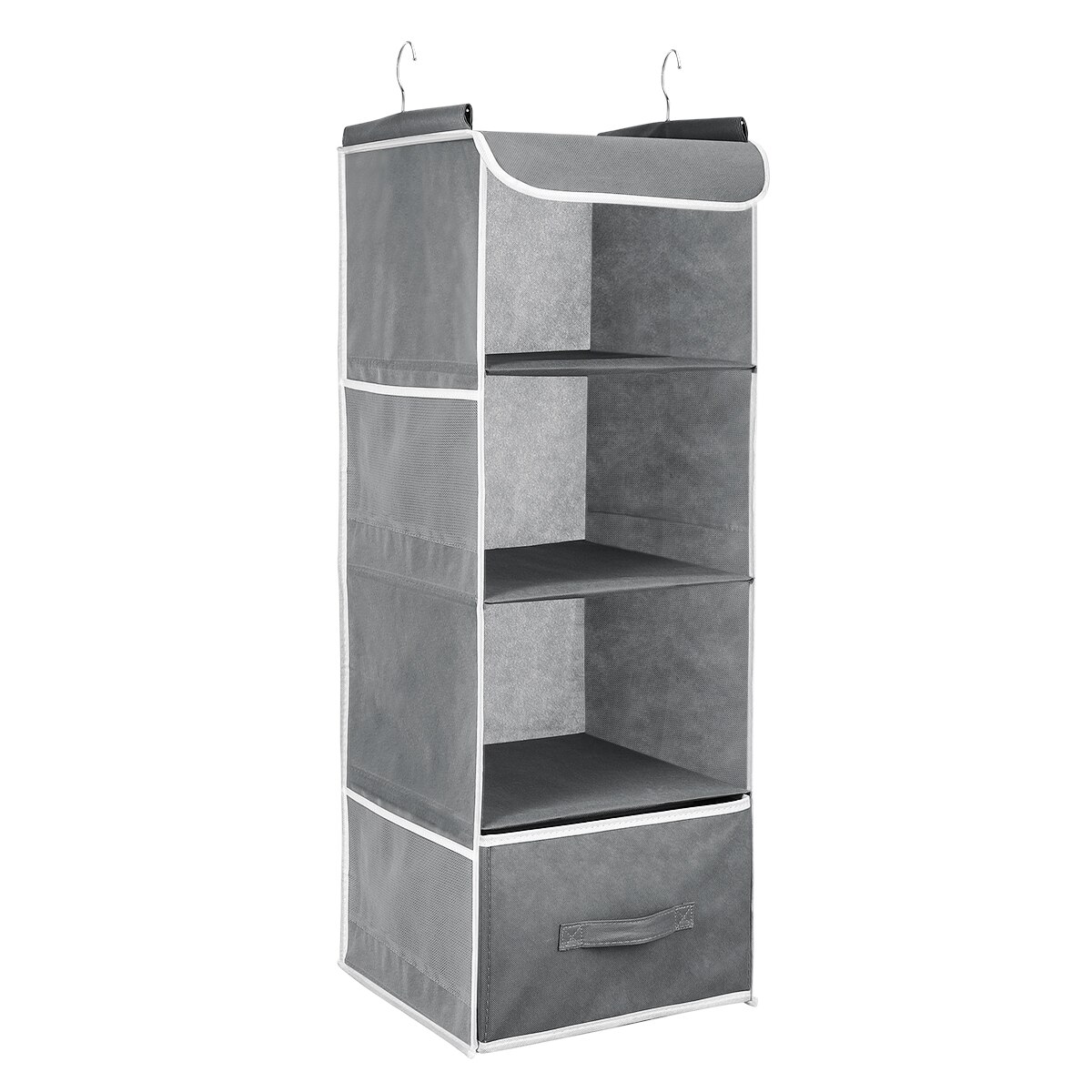 Hanging Closet Organizer Multi-layers Hanging Shelf Collapsible Closet Organizer with Side Pocket Underwear T-shirt Storage Box