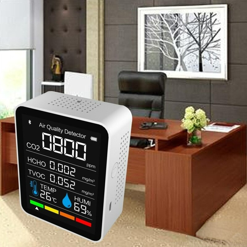 5 In 1 CO2 BT Meter Digital CO2 Sensor Temperature Humidity Air Monitor Carbon Dioxide TVOC Formaldehyde HCHO Detector