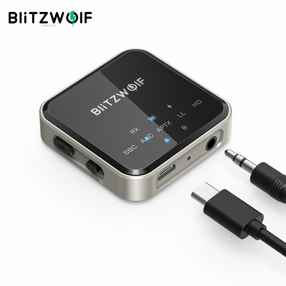 BlitzWolf BW-BL3 bluetooth-compatible Transmitter Receiver Adapter Wireless Remote 3.5mm Aux Audio Adapter For Car TV PC Speaker