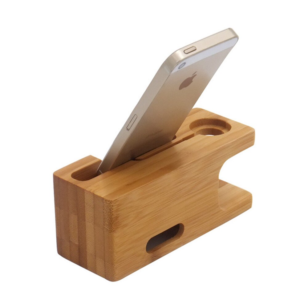 Station en bois pour portable et apple watch, support de recharge en bambou, pour Apple Watch et iphone