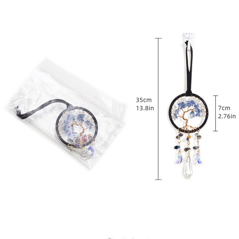 Cristalli Acchiappasole per auto Ornamenti appesi Pietre naturali artigianali Ghia Albero della vita Acchiappasogni Decorazioni per la casa nordica