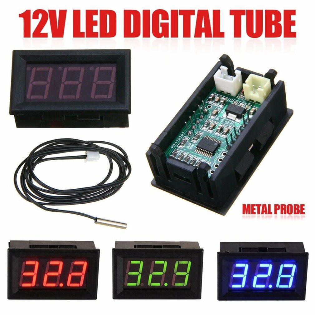 12V Digital Display Of Electronic Thermometer Led Digital Temperature Meter Vehicle Surface Temperature Measurement