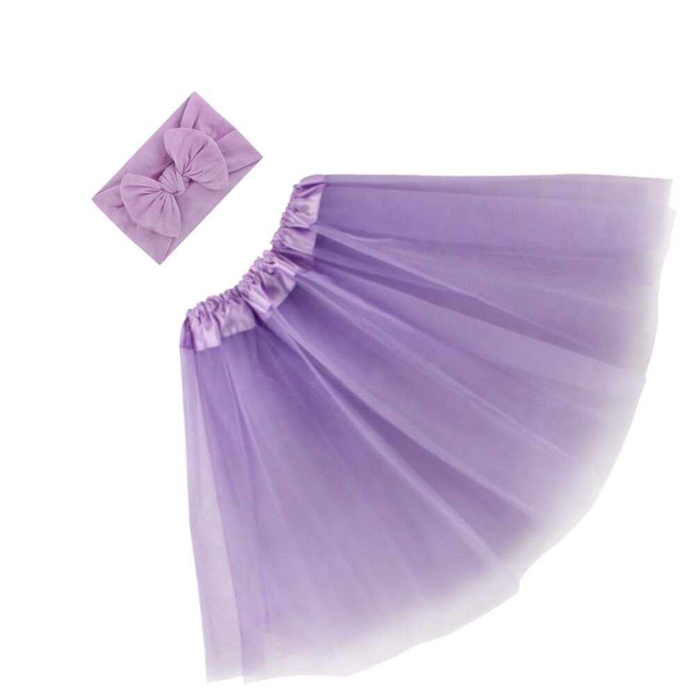 Leuke Pasgeboren Peuter Baby Meisje Tutu Effen Rok Hoofdband Photo Prop Kostuum Outfit Mode: Paars