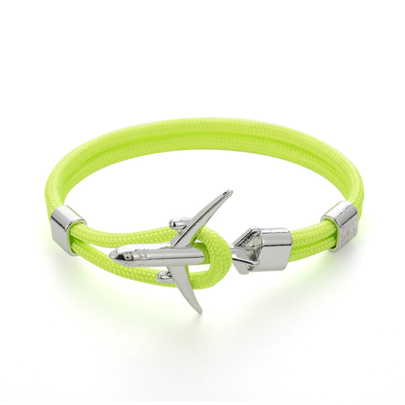 20 farben Silber Anker Armbänder Männer Frauen Charme Seil Kette Paar Armband Metall Flugzeug Leder Haken Homme Schmuck: FS-09
