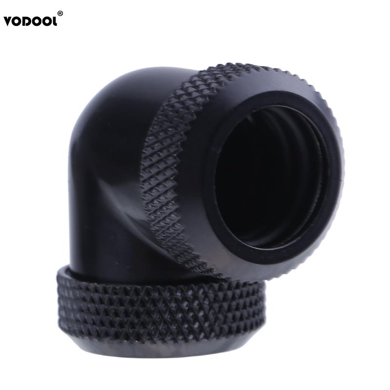 Computer waterkoeling accessoire 14mm od  g1/4 binnendraad 90 graden buisconnector voor pc waterkoeling voor 14mm od harde buizen: Zwart