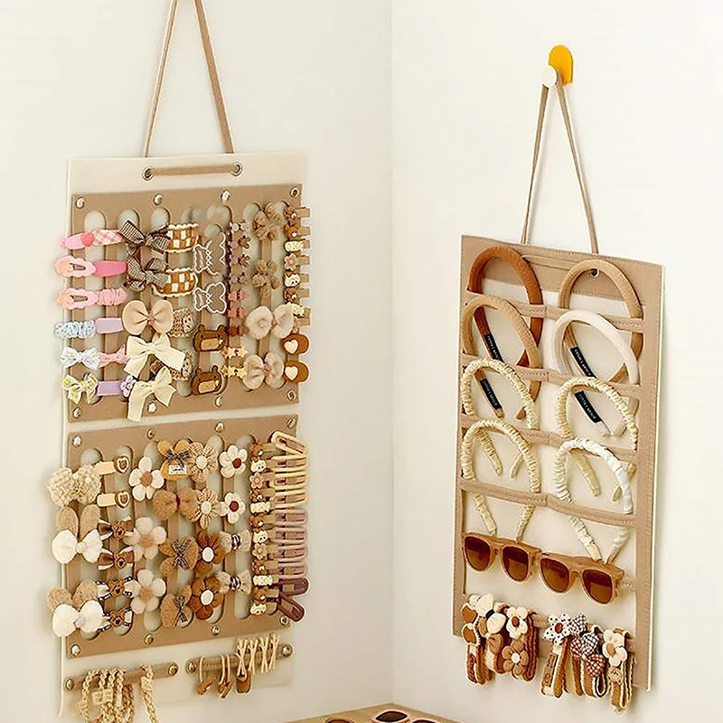 Organisateur de nœuds de cheveux, tenture murale, support de bandeau de grande capacité, cintre de rangement de pinces à cheveux, accessoire permettant de gagner de l'espace pour chambre de fille