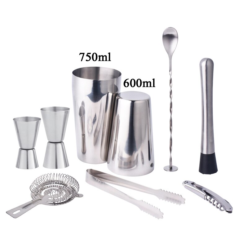 NemcoBrother Boston Dubbele Wodka shaker bar gereedschap bpa gratis rvs 304 high-end 9 stks Whisky cocktail shakers 800 600 ml: 750 600ml