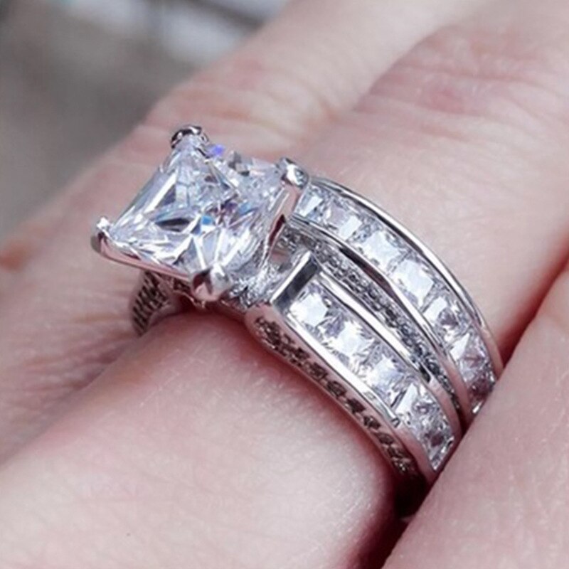 Milangirl, estilo, amuleto, anillos de pareja, corte princesa, CZ, promesa de aniversario, boda, juegos de anillos de compromiso