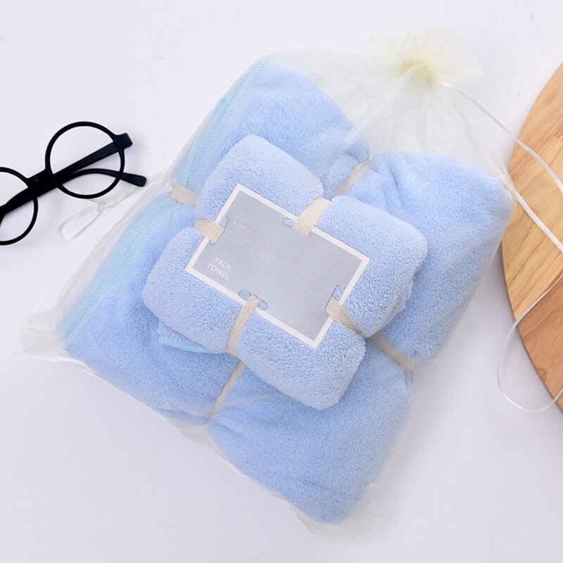 Soft Bath Towel Face Towl Set Water Absorbent Towels for Spa Kitchen Clean SAL99: Blue