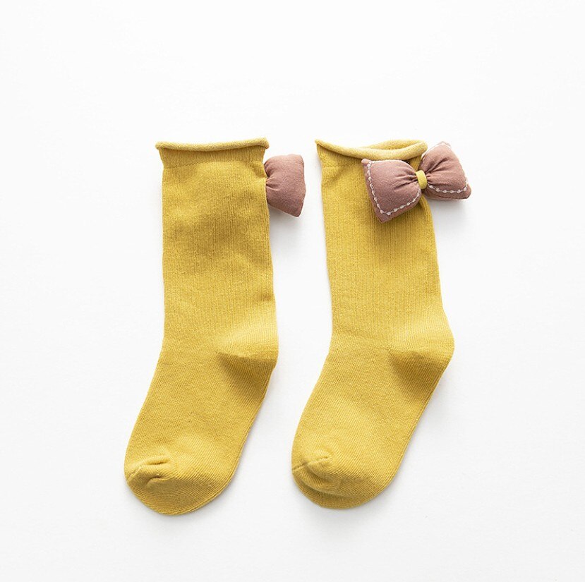 Kinderen Meisjes Mode Strik Sokken Eenvoudige Stijlvolle Sokken Effen Kleur Comfortabele Sokken Voor Kinderen Baby Meisjes