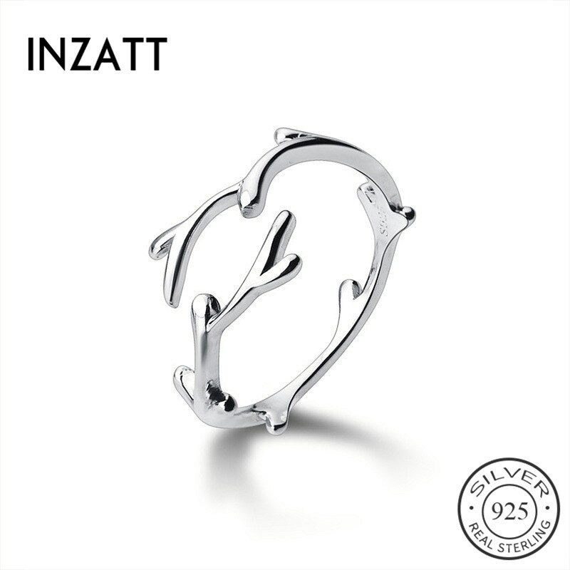INZATT Real 925 Sterling Silver Irregular Branches Adjustable Ring For Women Party Fine Jewelry Minimalist Cute Accessories