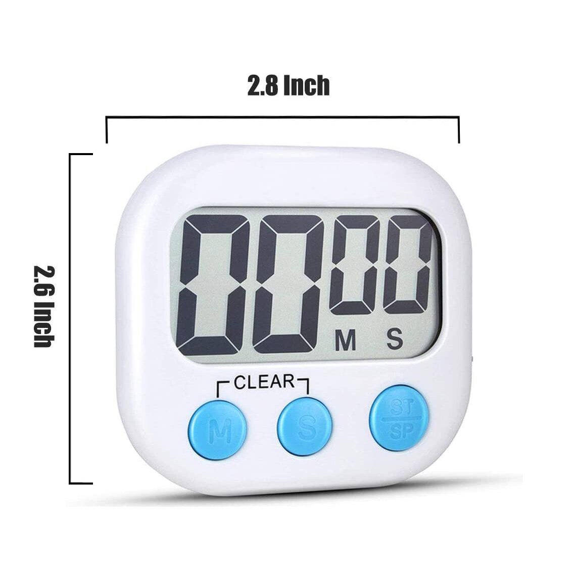 Magnetic Kitchen Timer Countdown Timer LED Digital Screen Multifunctional Visual Alarm Clock for Study Sport Cooking: white