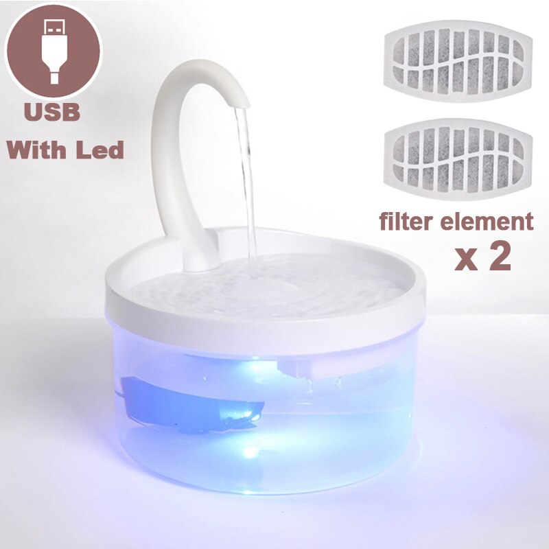 Automatic Pet Drinking Feeder Cat Water Fountain Cat Water Dispenser Sensor Filft Drinker With LED Light For Dogs Cats Fountain: A-with led-filterx2