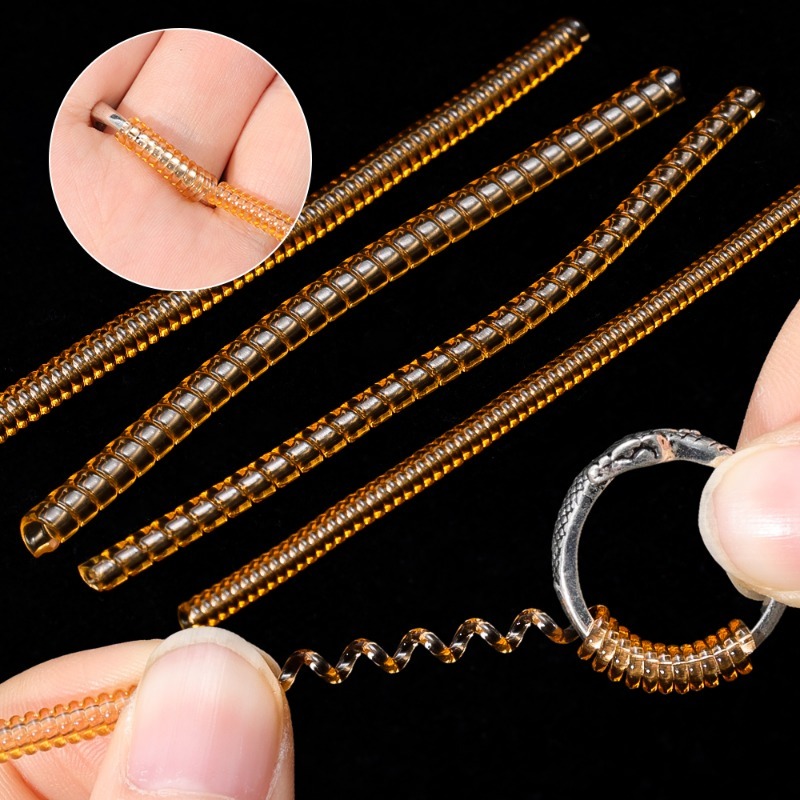 Herramienta reductora de tamaño de anillo, cuerda de resorte ajustable, sujetador elástico de resina, adecuado para todos los anillos, cortable, Invisible, cuerdas de protección sin costuras