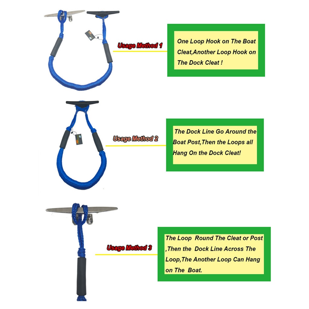 2 stk 122cm kajak tilbehør marine fortøjning reb båd bungee dock line anker reb bungee cord dock line båd tilbehør