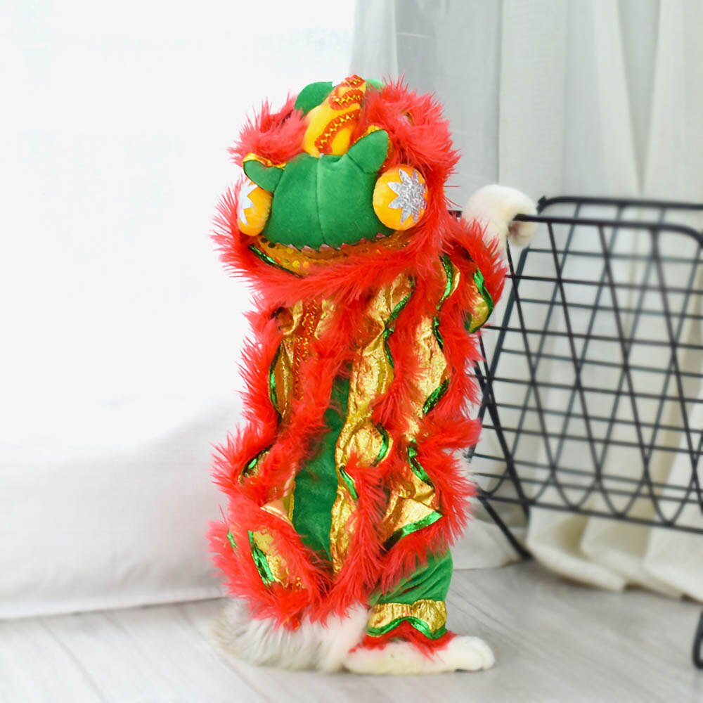 Traje de baile de León para gato, ropa para mascotas, Año Chino, Festival de Primavera, accesorios para gatos