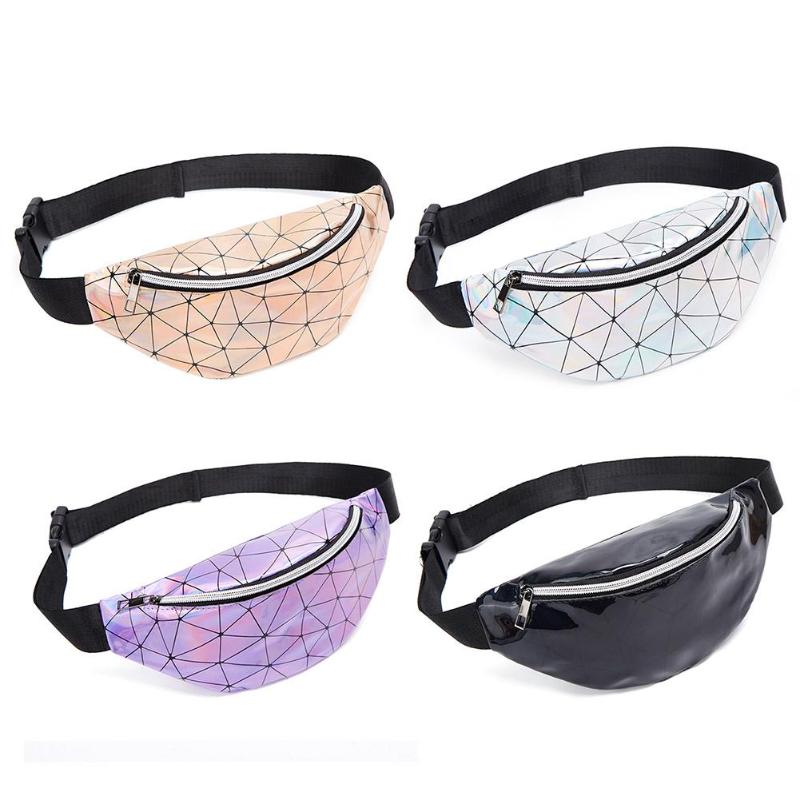 Géométrique holographique taille sacs femmes Fanny ceinture Packs poitrine téléphone pochette