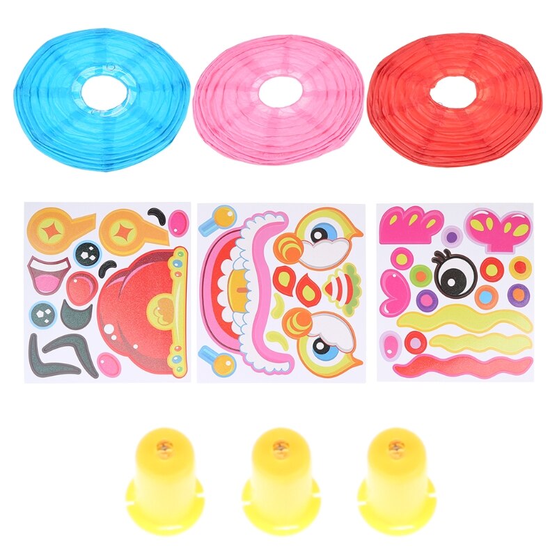 3 Colorful Paper Lanterns 8-inch Chinese Year Spring Festival Gala Wedding Home Multicolor Chinese Hanging Paper A5YC