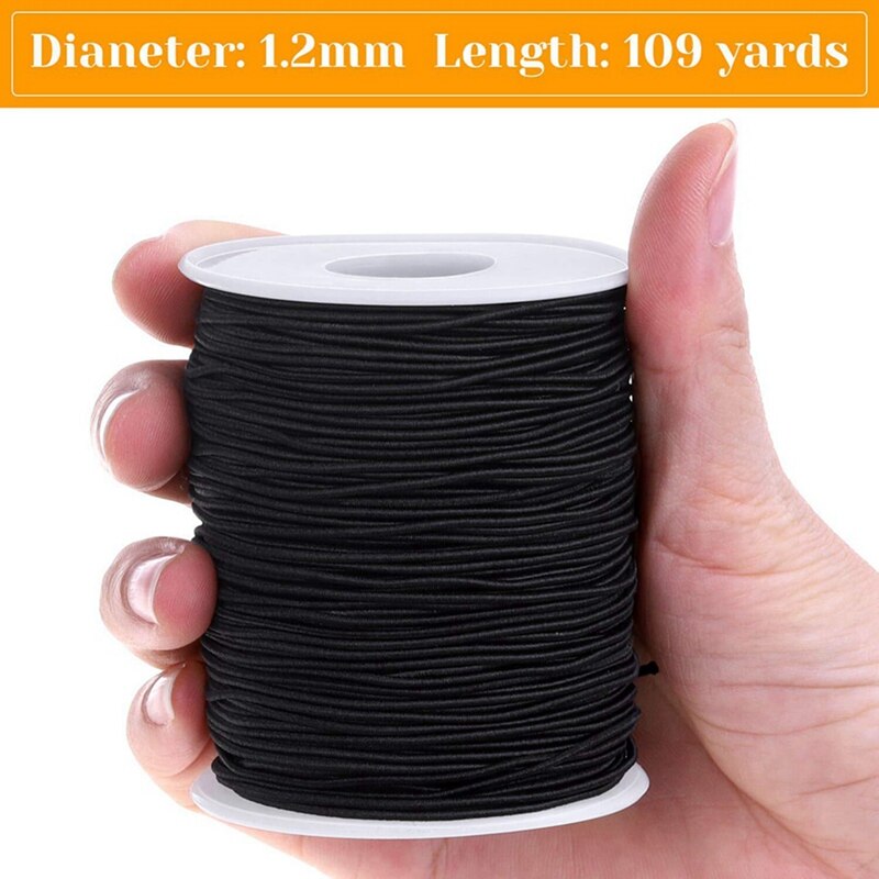 BMBY-1 rouleaux de ficelle élastique de 100M pour Bracelets et 20 cordons pour collier ciré noir de 20 pouces avec fermoir en vrac
