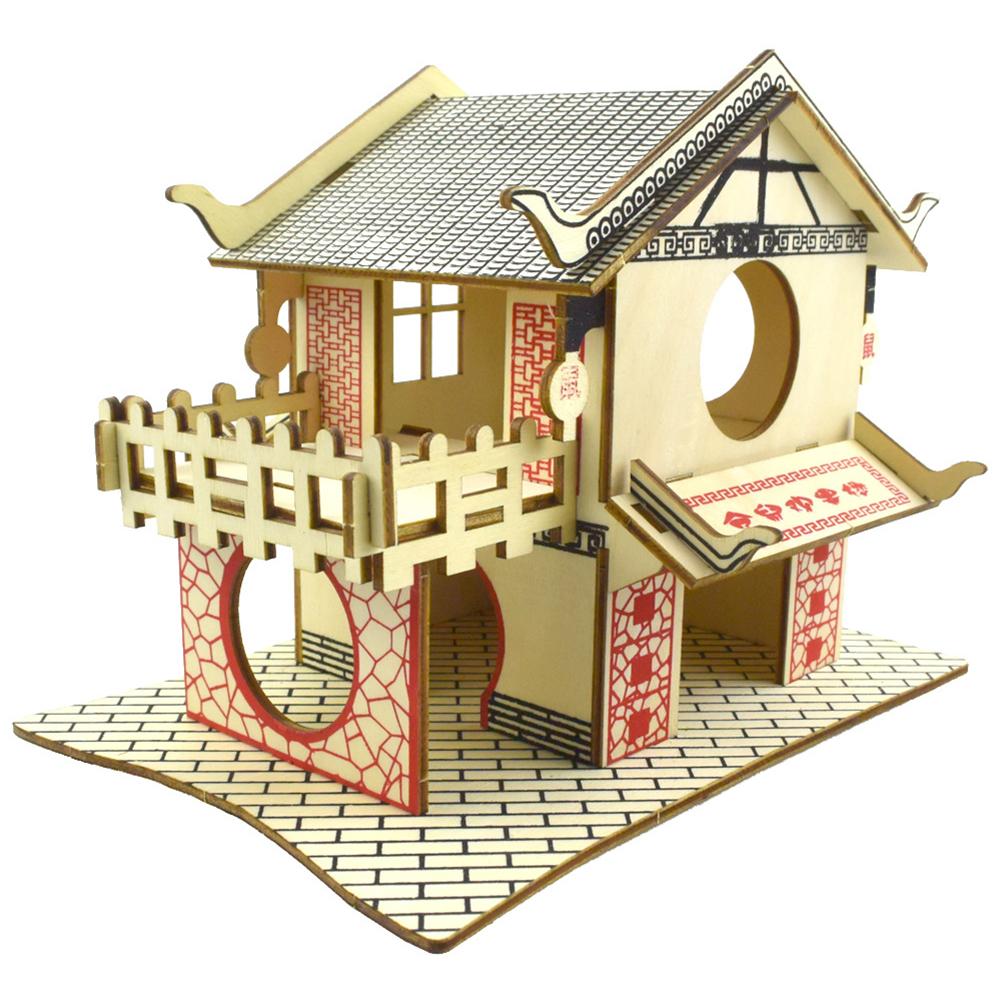 Cama para mascotas, casa para hámster, cabaña oculta, escaleras de doble planta para mascotas, túnel, patio de juegos de juguete para mascotas pequeñas: D