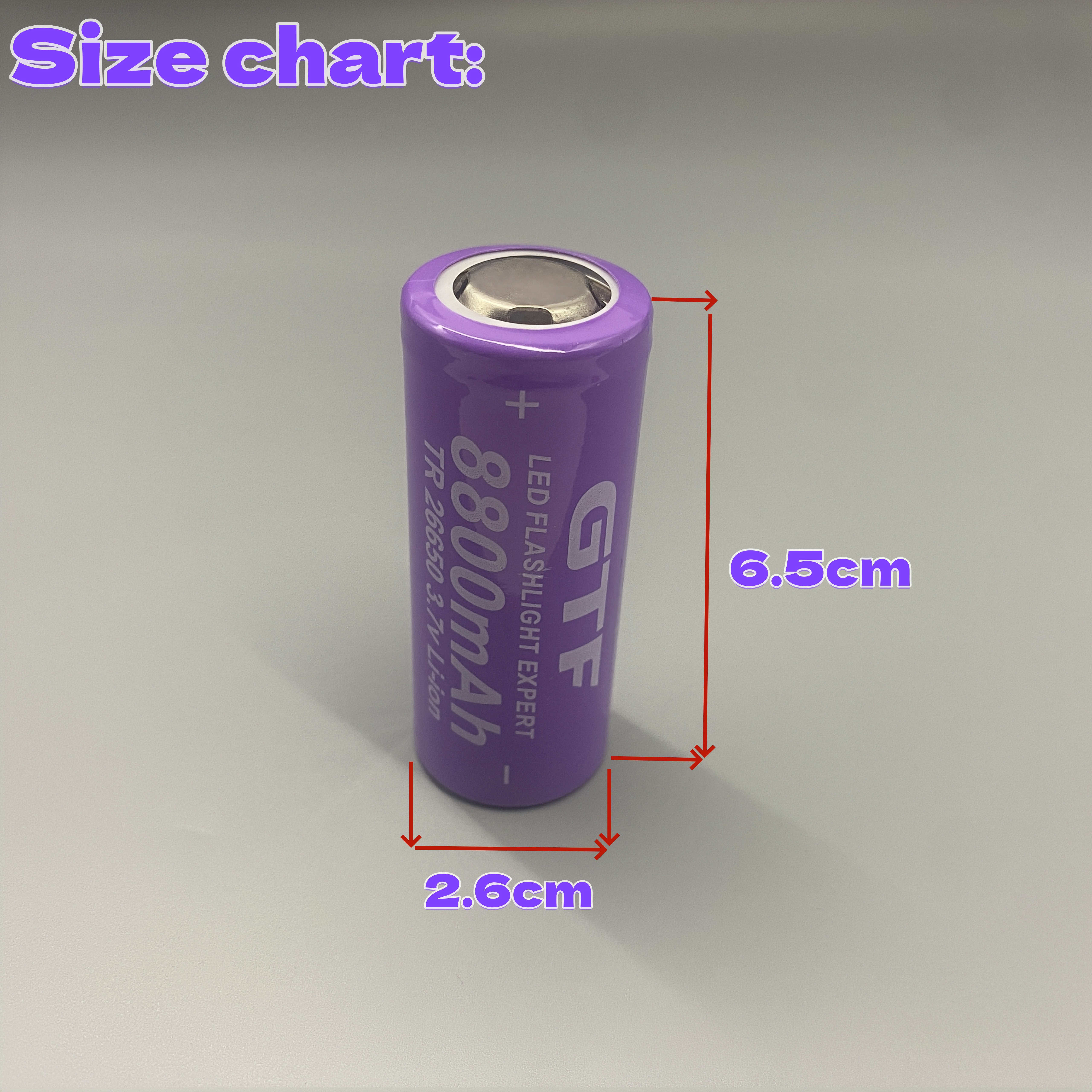 26650 3.7V Rechargeable Li-Ion – 5000mAh, for Camping, Emergency Lighting & Small Appliances