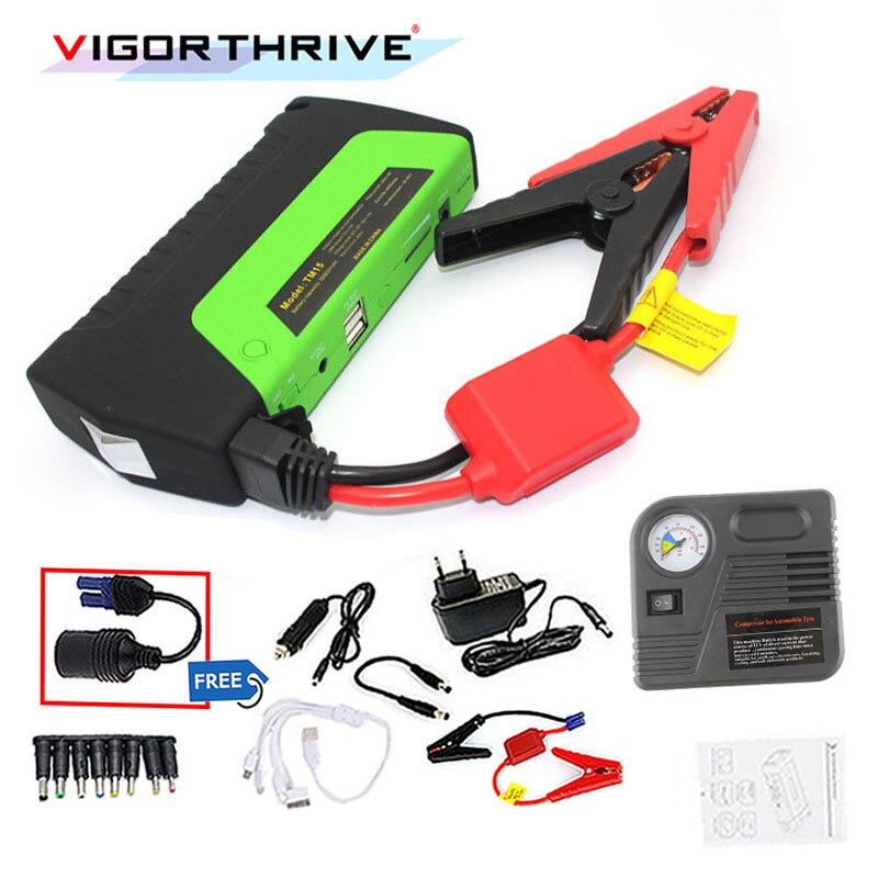 Autolader Auto Motor Auto Jump Starter 12V Mini Emergency Start Auto Booster Power Bank Batterij Starter Met Elektrische luchtpomp