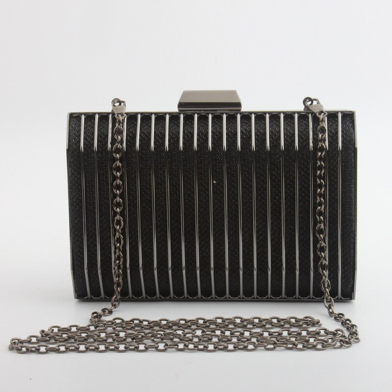 Luksuriøs hul ut gull clutch diamant lås kveld clutch vesker vesker håndvesker dame brudekjeder skulder veske: Svart