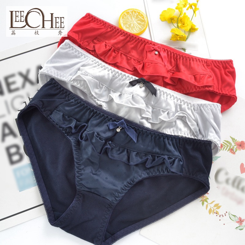 Japanese big red Dingyuan simple cotton ladies underwear cotton embroidered lace sexy large size underwear JF3009