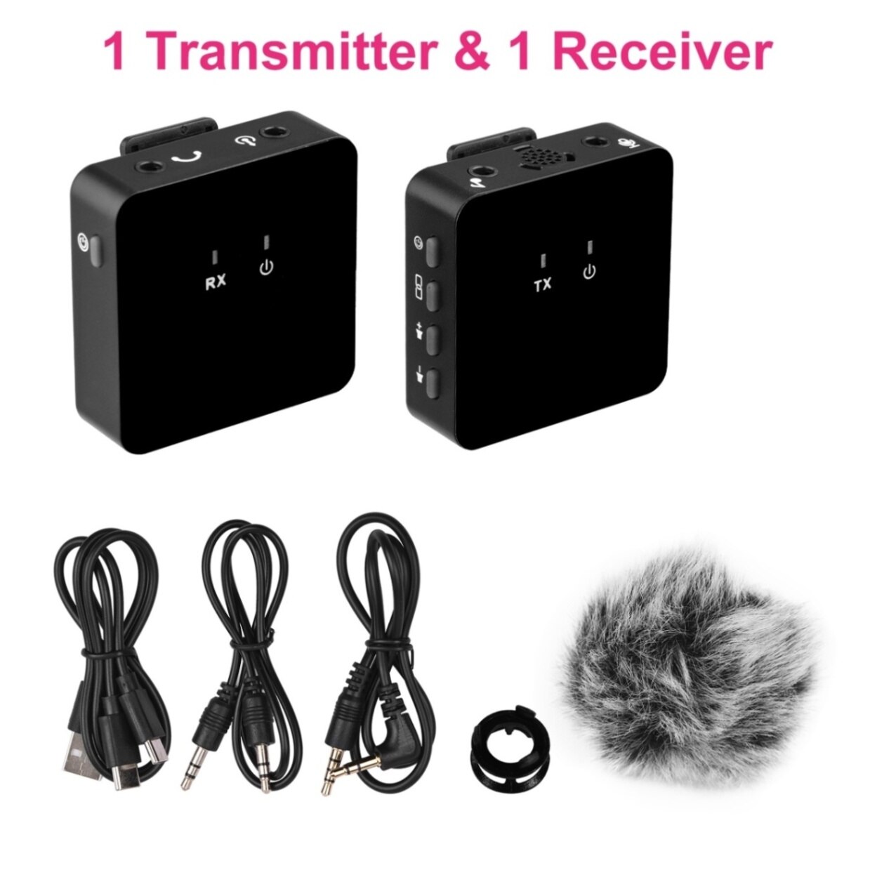 UHF Wireless Lavalier Microphone with Transmitter &amp; Receiver Clip-on Rechargeable Mic for Interview Live Show Vlog Shooting: Type 1