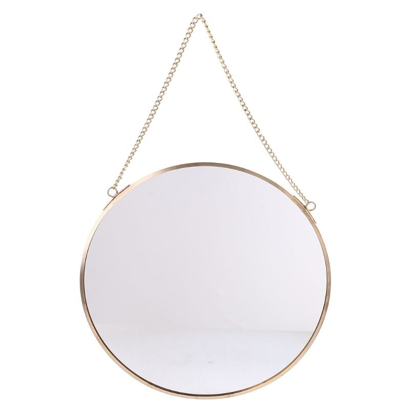 Nordic Round Wall Hanging Mirror Gold Dressing Tab Grandado nordic-round-wall-hanging-mirror-gold-dressing-tab-grandado