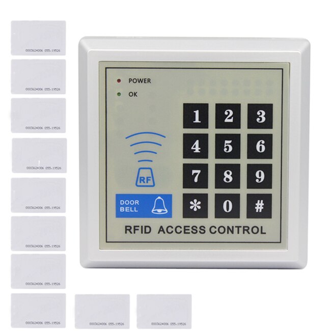 LUCKING DOOR RFID 13.56MHZ IC Access Control System Device Machine IC Card Security Proximity Entry Door Lock 450 user: x1 and 10 IC cards