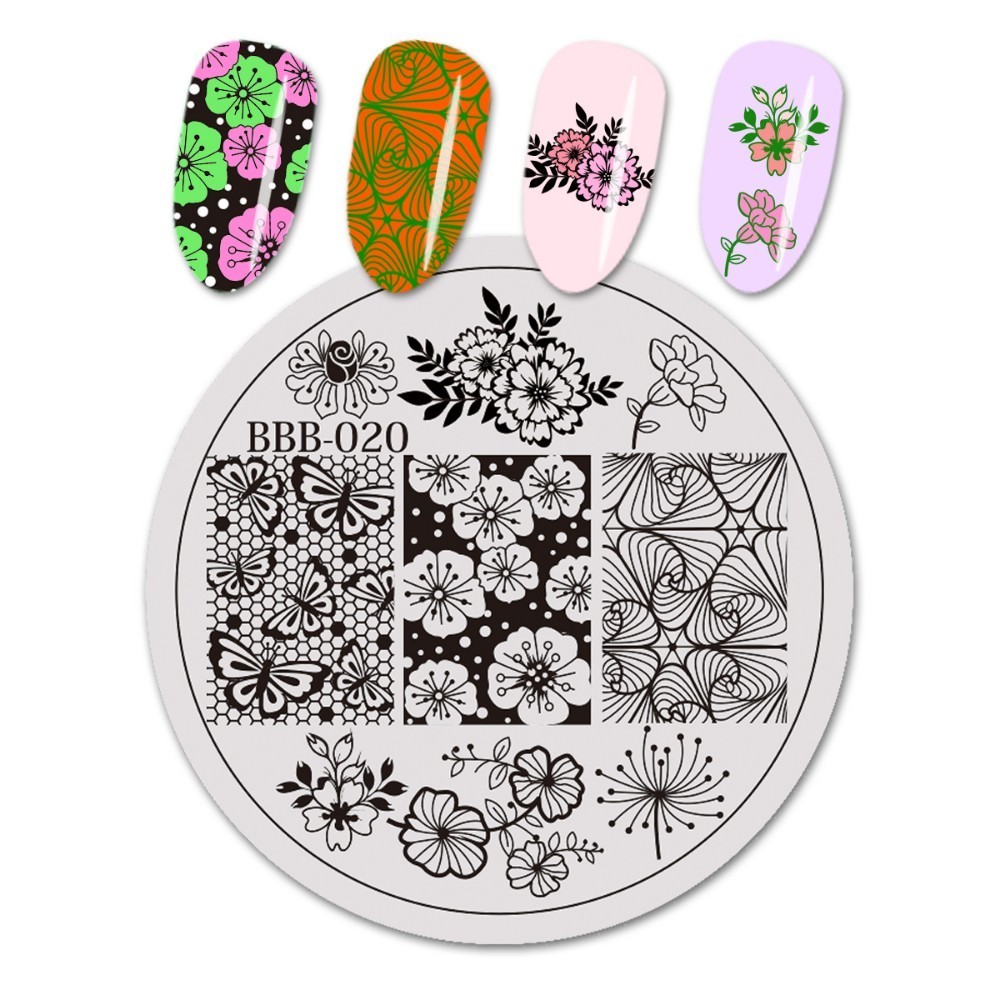 Beautybigbang alla hjärtans dag nagelstämpling tallrikar kärlek hjärta blommor stämpling för naglar diy nail art mall bbb xl -046: B020