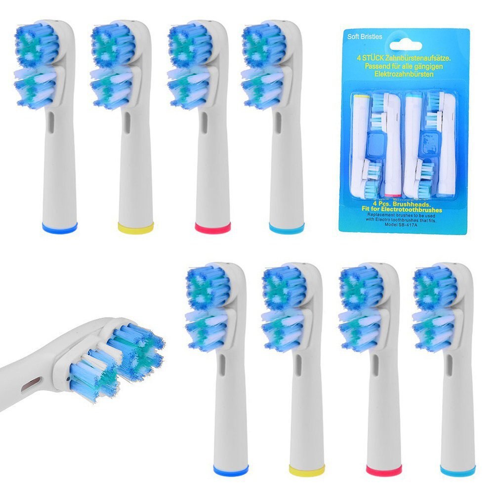 Cepillo de dientes eléctrico de doble cabezal de repuesto para Sb-417A, cepillo eléctrico para cepillarse el pelo suave, vitalidad, protección higiénica Doble