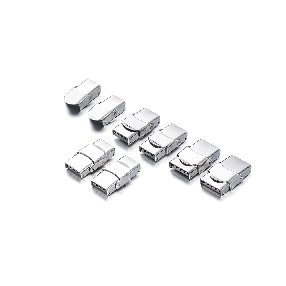 5 uds cierre de acero inoxidable gancho de mandíbula de engarzado cierres de correa de reloj conectar hebilla de encaje para DIY pulsera de silicona de cuero fabricación de joyas