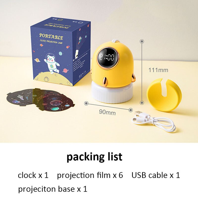 Cute Desk Clock for Children with Romantic Projection and Night Lights for kids Room Hand Clock Kitchen Countdown Timer