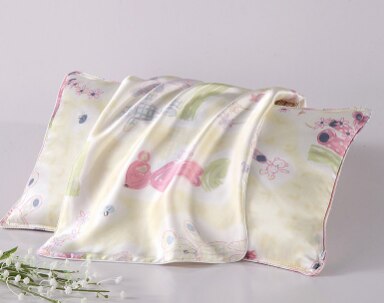 Børn 100%  naturlig silke pudebetræk dobbeltsidet pudebetræk til sund søvn baby tegneserie farve køle pudebetræk: Gul