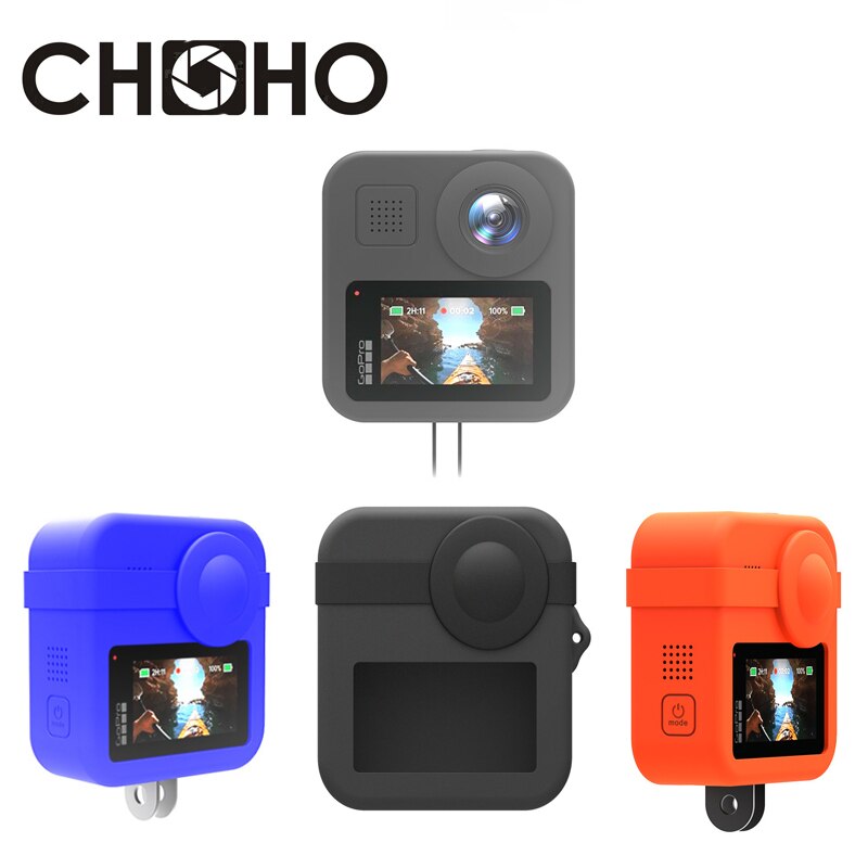 Til gopro max-tilbehør beskyttende silikonetui blødt gummi silicagel + objektivdækselbeskytterhus til go pro 360- kamera