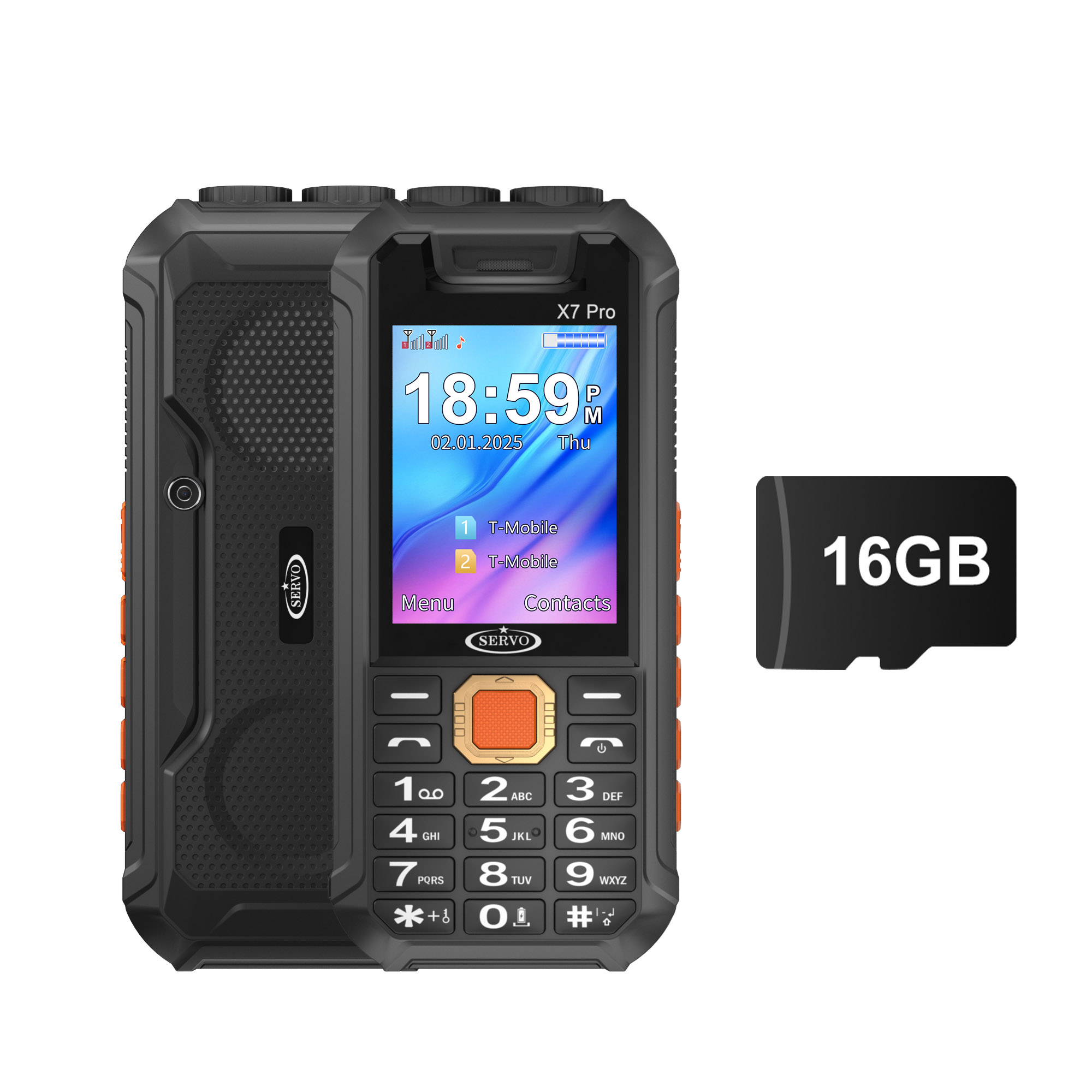 Servo x7 pro mini ventilador do telefone móvel lanterna dupla magia chamada de voz gravação sos power bank rádio fm 2.8 "tela 2sim celular: Preto