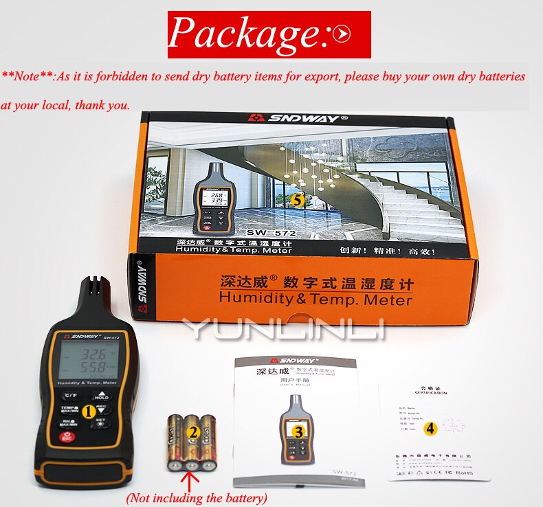 Digital Thermometer Sensitivity Handheld Hygrometer Industrial High-precision Temperature Humidity Meter Tester SW-572
