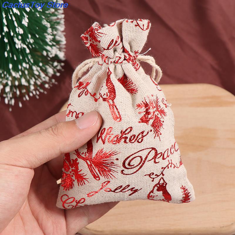 24pcs 1-24 Numbers Bag Christmas DIY Advent Calendar Ornament Christmas Bags Calendar Countdown Bag Candy Storage Pouches