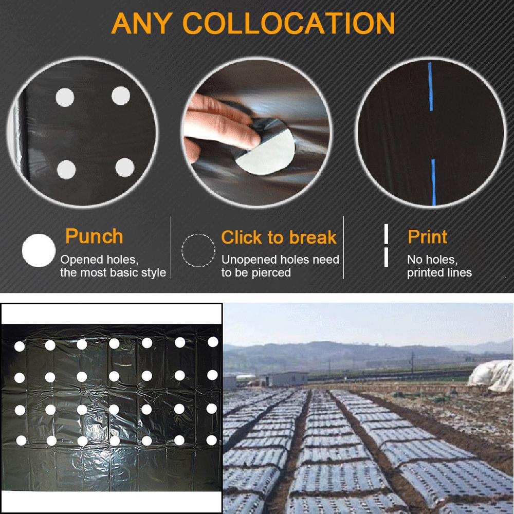 10M Plastic Perforated Mulch PE Agricultural Insulation Perforated Film 95CM*10 Meters Vegetable Plants Grow Film Greenhouse