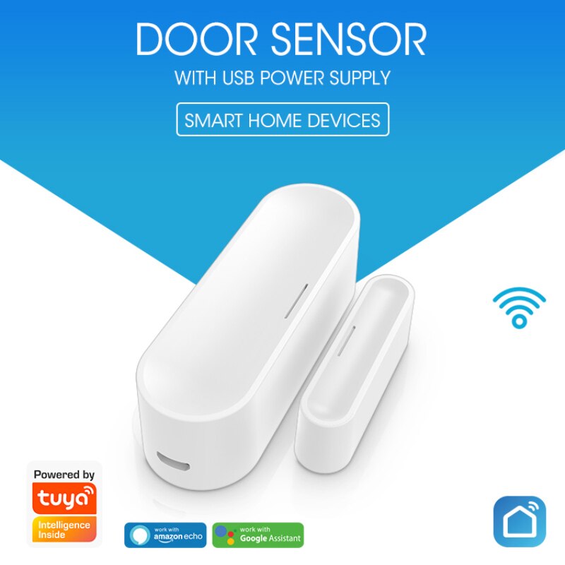 Tuya Smart Wifi Deur Sensor Deur Open/Gesloten Detectoren Wifi Home Alarm Compatibel Met Alexa Google Home Tuya App