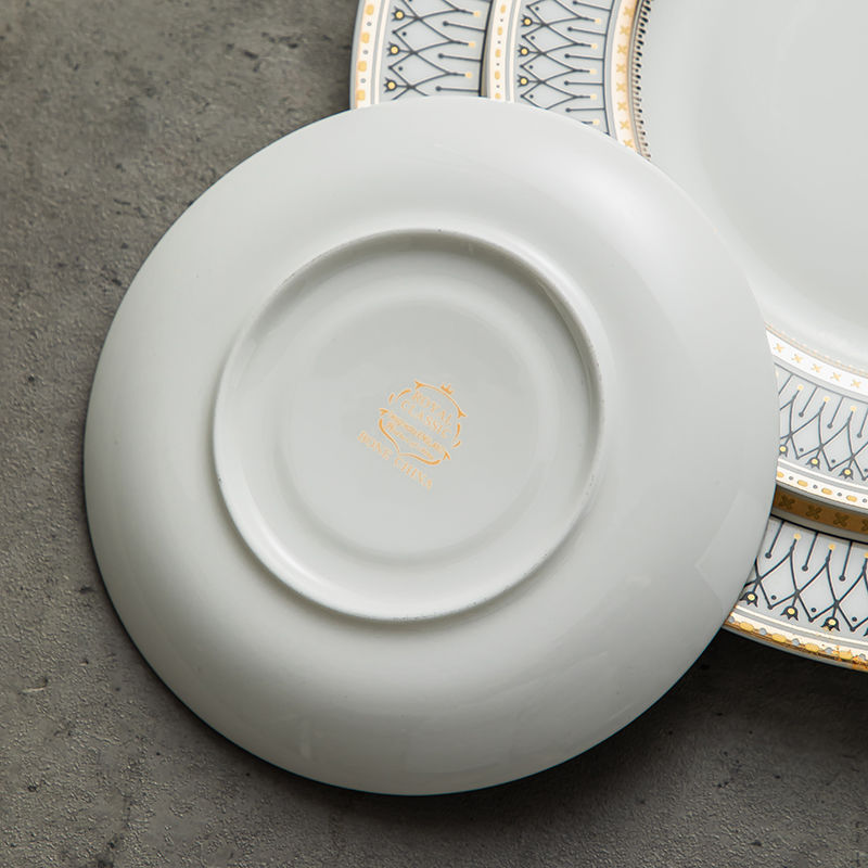 Creatieve Ronde Plaid Westerse Dinerbord Prachtige Bone China Kookplaat Modern Hotel Restaurant Servies Keukengerei