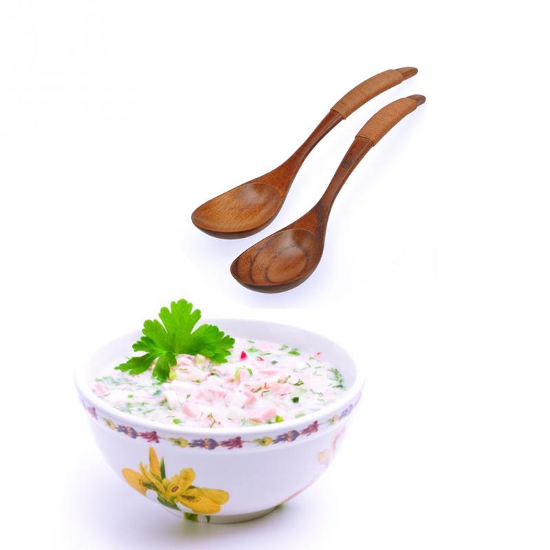 Chinese Lak Servies Houten Lepel Bruin + Kaki Handvat Knikken Stijl
