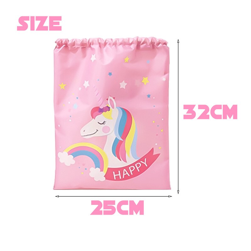 Unicorn Drawstring Pocket Rope-pulling Backpack Girls Cute Bag Polyester Fabric Dancing Horse Bags Pink